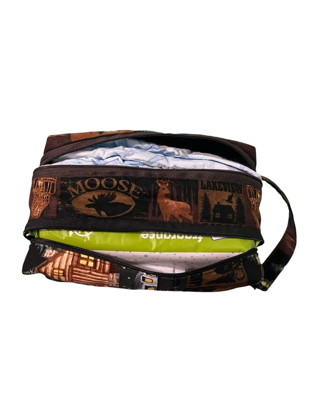 Handmade Diaper & Wipes travel bag Double Zipper Baby Travel Pouch
